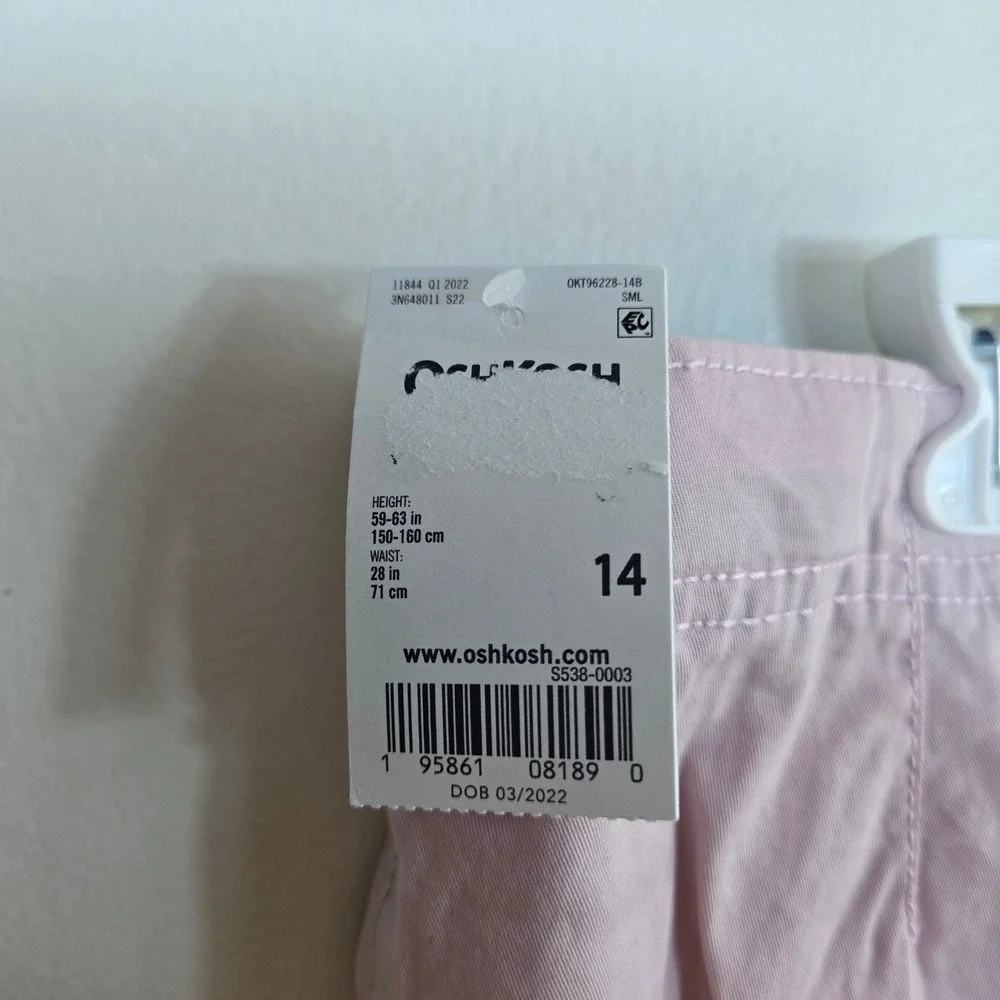 OshKosh Bgosh Boys Light Pink Twill Flat Front Preppy Chino Shorts 14 NEW Summer